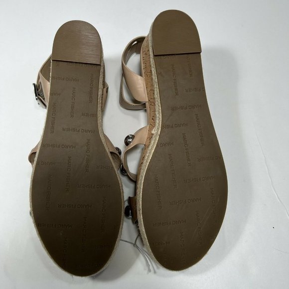 Marc Fisher Studded Multi-Strap Cork Espadrille Wedge Platform Sandals Nude 11 - Picture 9 of 11